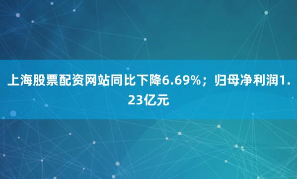 上海股票配资网站同比下降6.69%；归母净利润1.23亿元